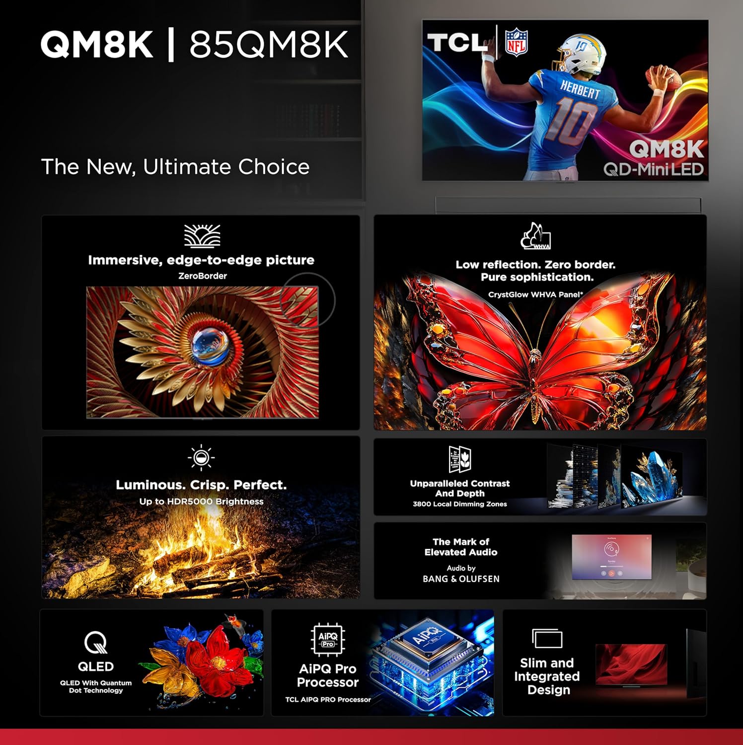 TCL 85-Inch Class QM8K Series QD-Mini LED 4K UHD Google Smart TV Next Generation Mini-LED TV - QLED, 144hz, 288hz VRR, No Bezel Design, Unrivaled Picture Quality, Ai Processing (85QM8K, 2025 Model) - Image 3