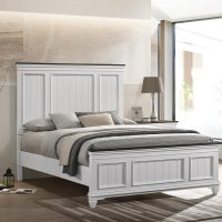 Roundhill Furniture Clelane Wood Bedroom Set with Shiplap Panel Queen Bed, Dresser, Mirror, Nightstand, and Chest in Weathered White and Dark Gray - Image 3