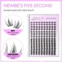 VEYESBEAUTY Lash Clusters Eyelash Extensions Thin & Invisible Band DIY Individual False Eyelashes Newbie's Five-Second Series Wispy Lash Tray for Self-application, Manga Lashes 8-18mm Mixed Length - Image 2
