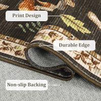 Mushroom Washable Rug 5x7 Area Rugs for Living Room, Insect Print Rug for Bedroom, Non Slip Throw Carpet with Rubber Back, Soft Low Pile Dining Room, Brown - Image 3