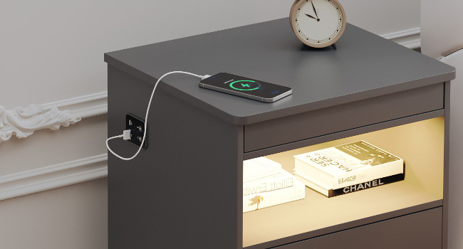 night stand with charging station