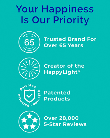 verilux, happiness, trusted brand, creator of the happylight, patented products, reviews, happy