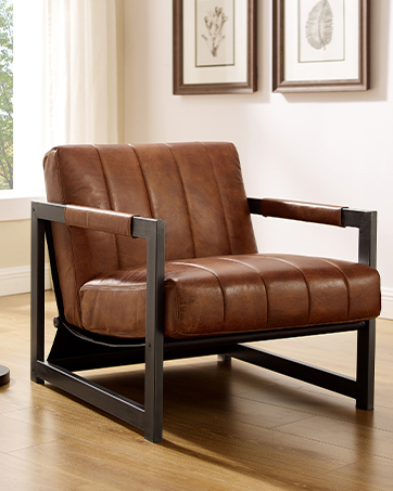 modern brown leather chair