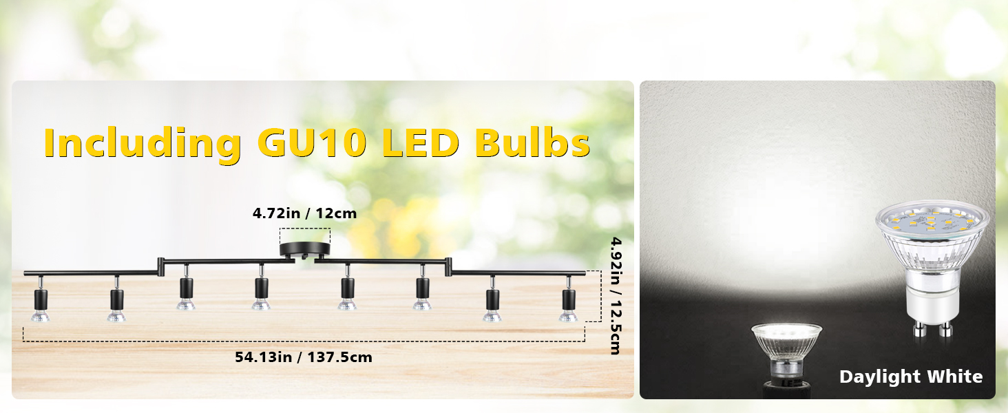 Track Light Included 8 x LED GU10 Bulb 