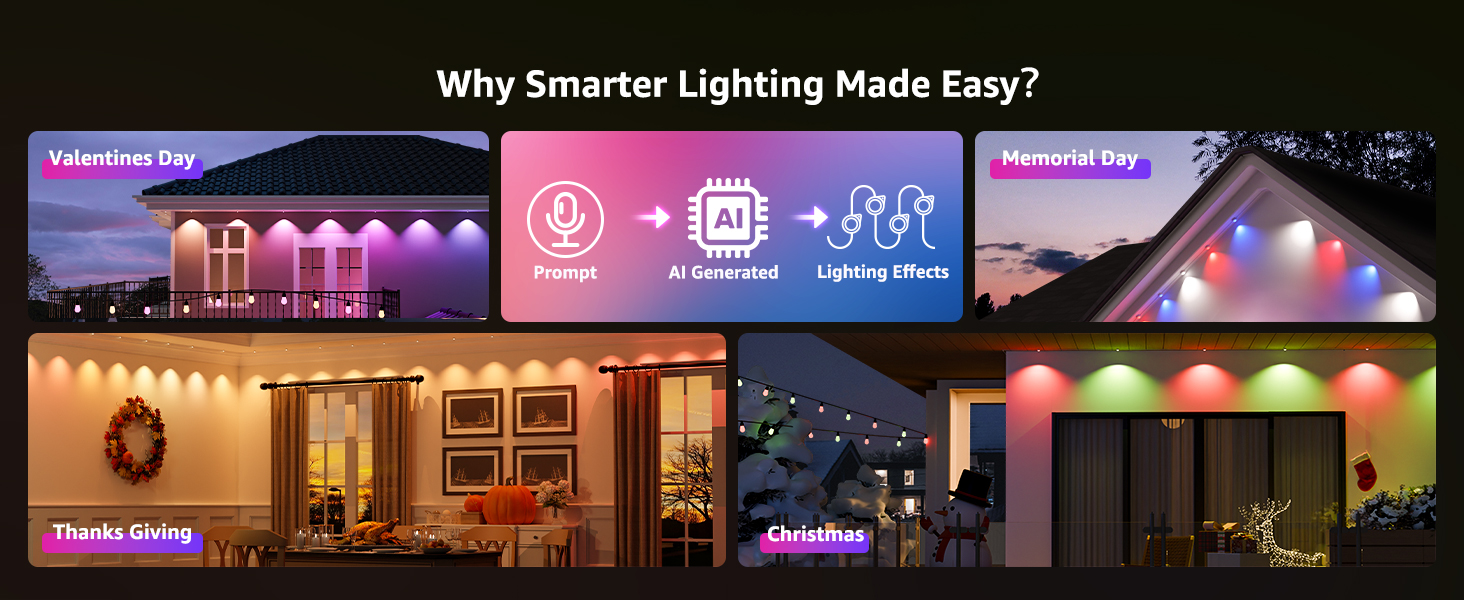 AI smart permanent outdoor lights