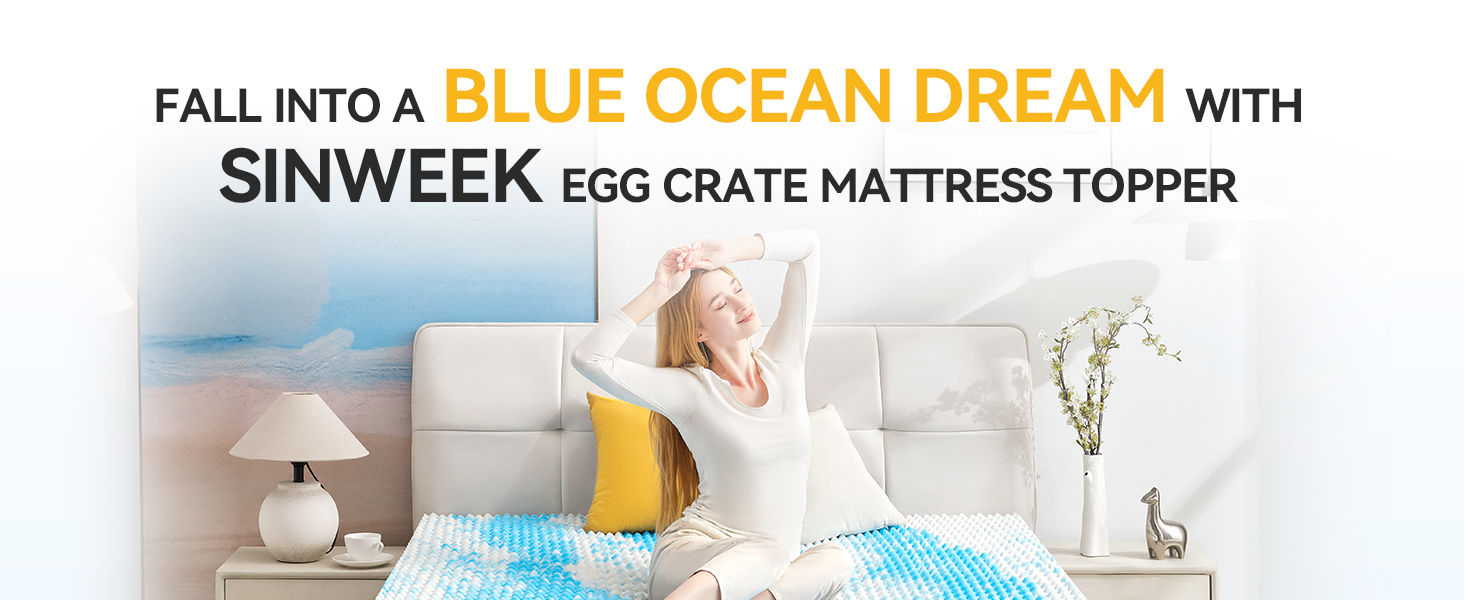 blue memory foam egg crate mattress topper