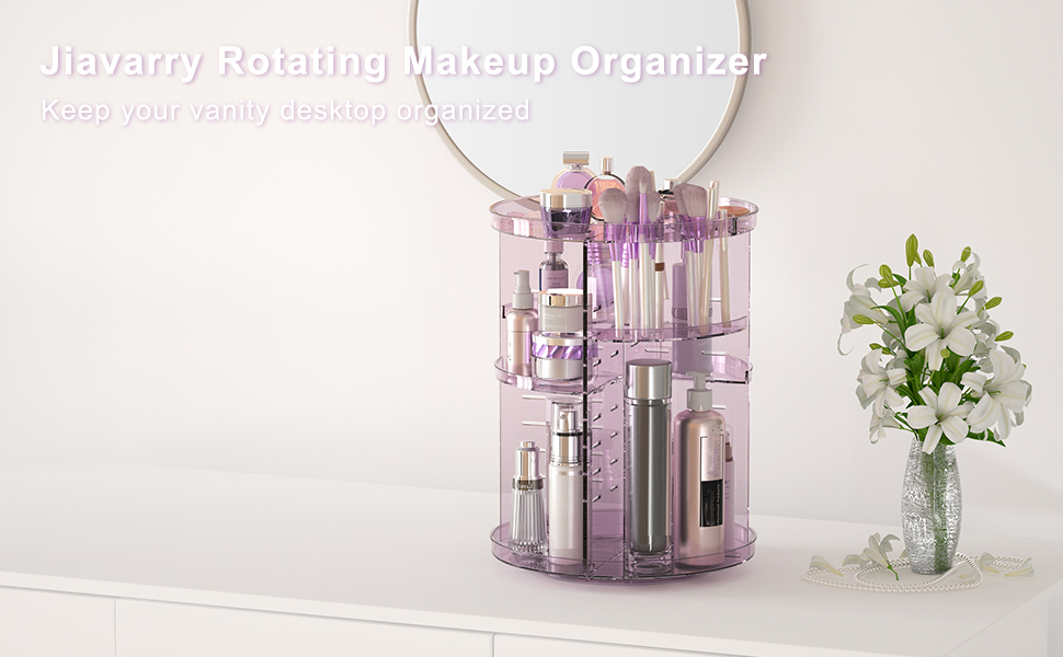 purple rotating vanity organizer