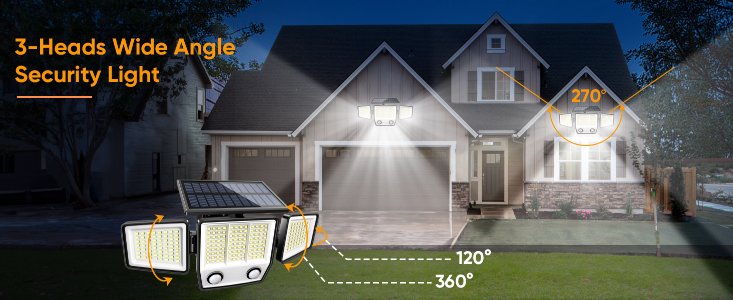 Solar Motion Lights Outdoor Waterproof - 3000LM 3 Modes Solar Security Lights Motion Outdoor