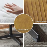 Art Leon Criss Cross Chair - with Footstool and Lumbar Pillow, Armless Office Desk Chair No Wheels, Modern Swivel Height Adjustable Wide Seat Computer Task Vanity Chair, Yellow Brown Velvet Tufted - Image 5