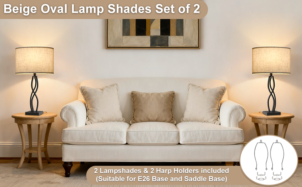 beige oval lamp shades set of 2