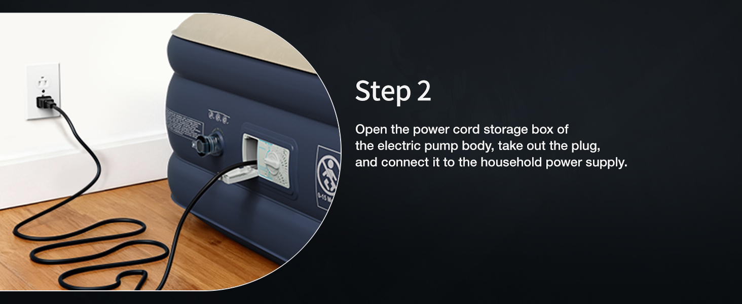 Connect the air bed to the power supply