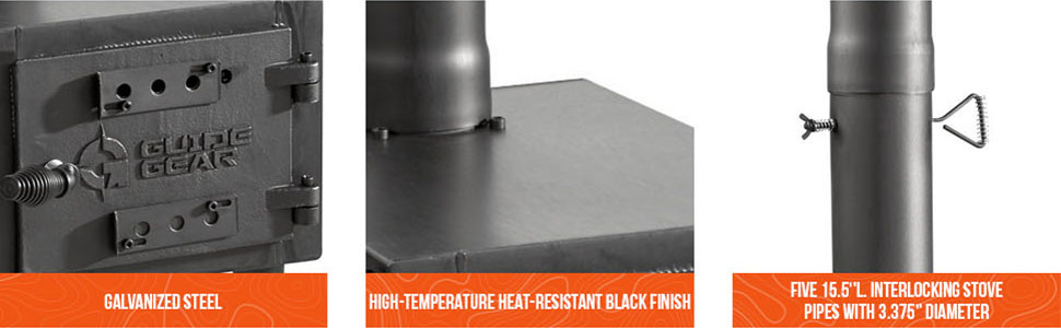 Outdoor Wood Burning Stove, Portable with Chimney Pipe for Cooking, Camping, Tent, Hiking, Fishing