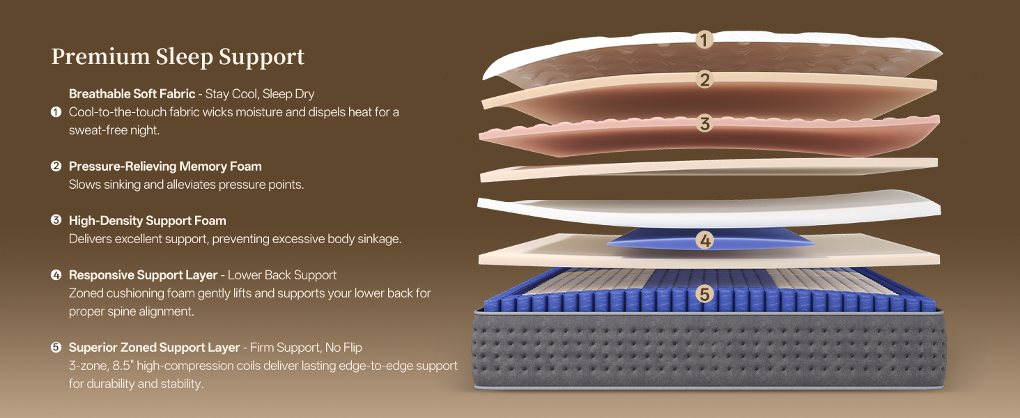 motion isolation hybrid mattress, queen bed for couples, no partner disturbance, quiet pocket coils