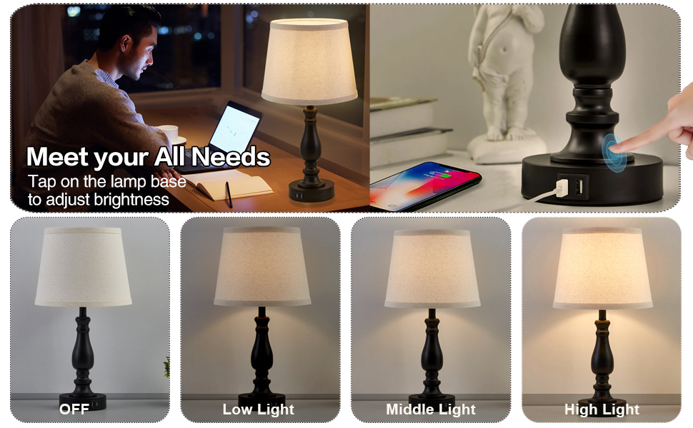 3-Way Dimmable Touch Control Table Lamp