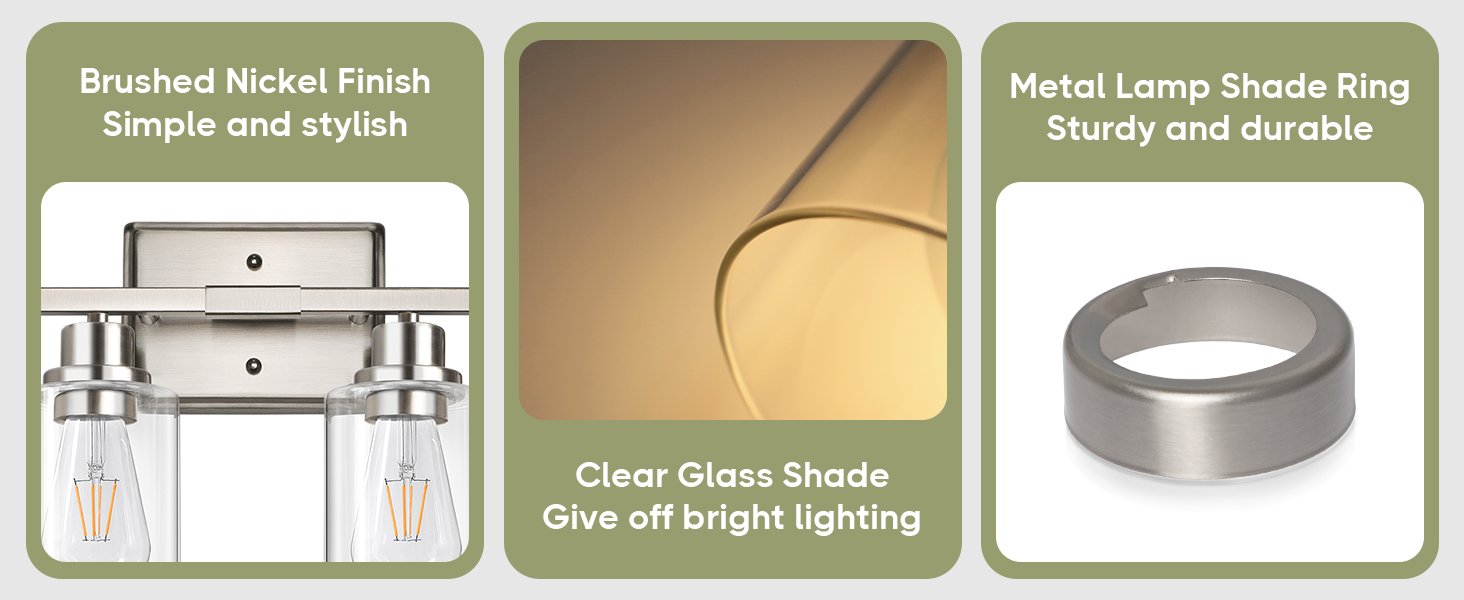 Our mirror vanity light fixture features an ultra-clear, thick glass shade.