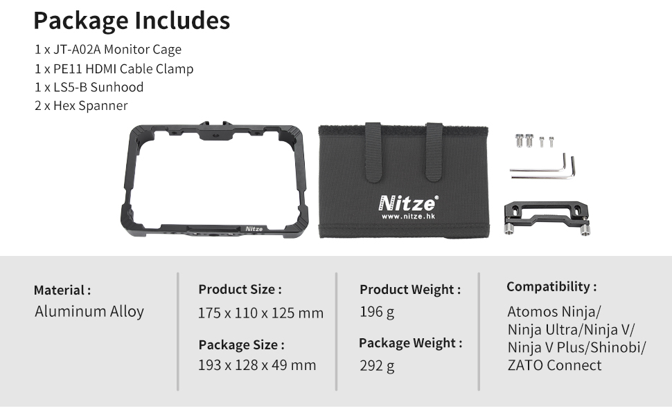Cage Kit for Atomos Ninja/Ninja Ultra/Ninja V/Ninja V Plus/Shinobi/ZATO Connect
