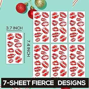 7 Sheets Kiss Tattoos Temporary Stickers
