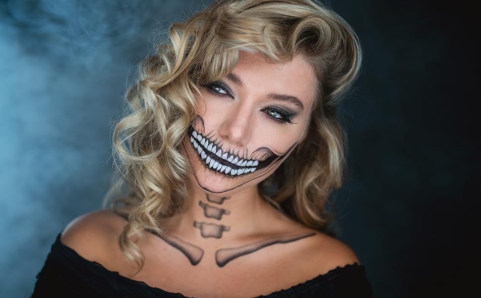 Skull Face Tattoo, Halloween costume