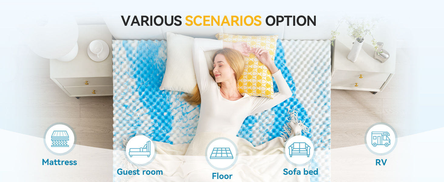 blue memory foam egg crate mattress topper