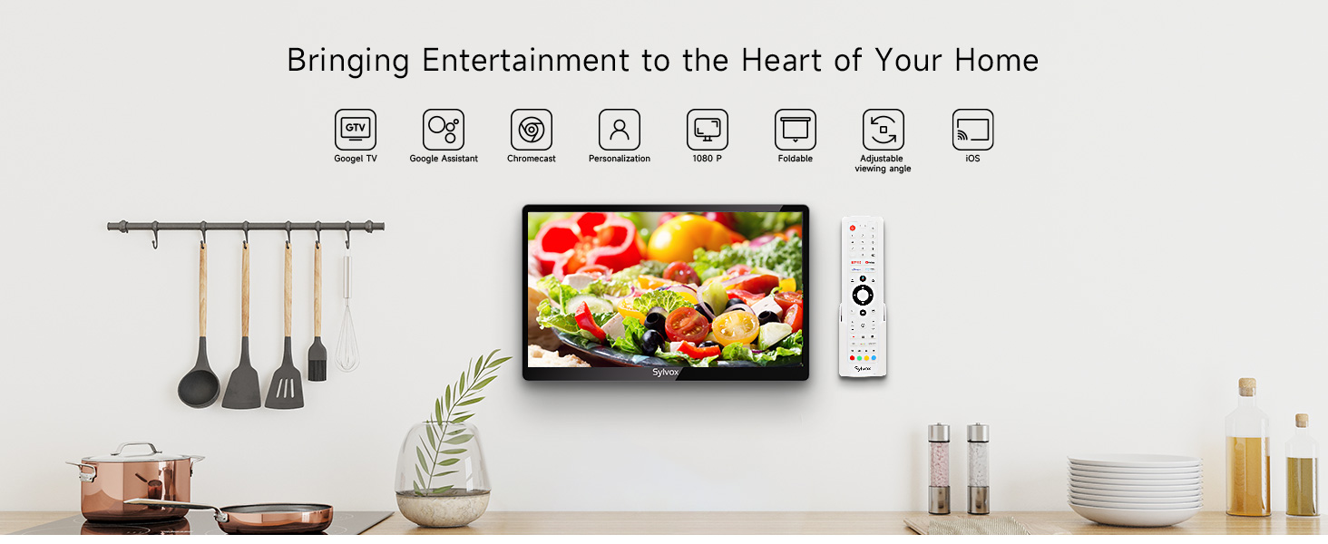 smart tv 15.6“ portable kitchen TV 1080P Google TV