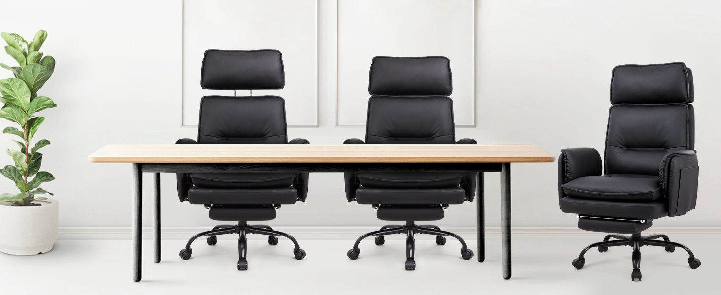 Big and Tall Executive Office Chair 500lb,Ergonomic High Back Faux Leather Desk Chair