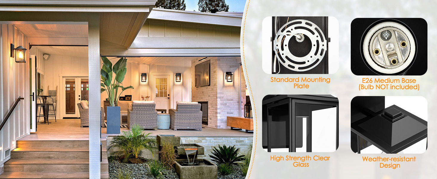 Outdoor Wall Lantern, Exterior Waterproof Wall Sconce Light Fixtures
