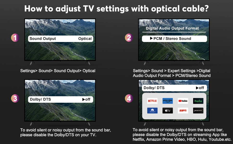 optical input setting for s100 pro