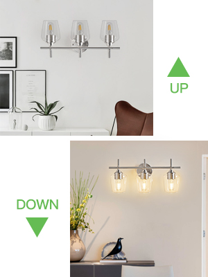 Bathroom Light Fixtures 3-Light Brushed Nickel Bathroom Vanity Light with Clear Glass Shade