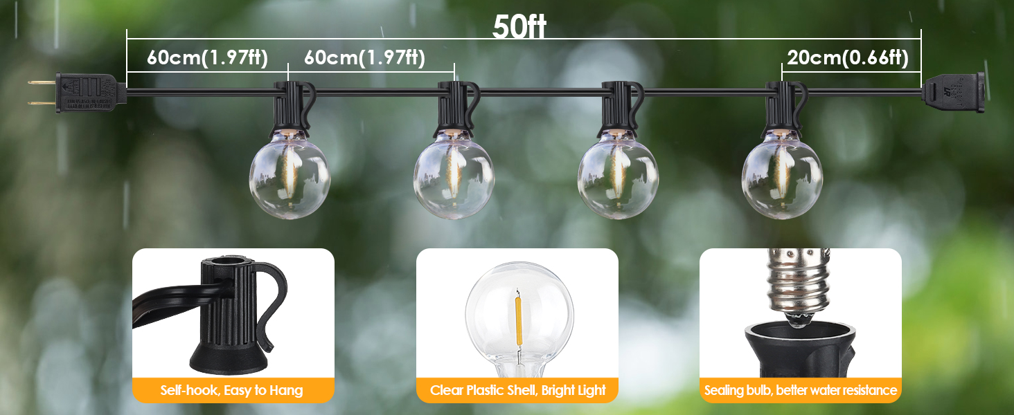 50ft globe string lights