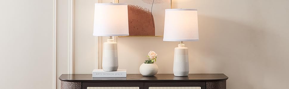white ceramic lamps for bedrooms set of 2