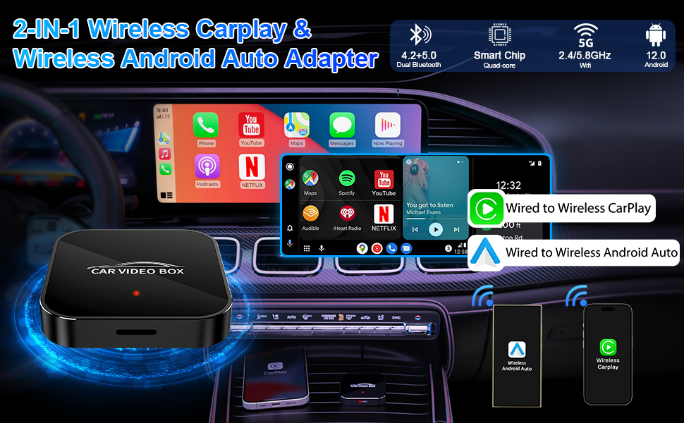 Wireless Carplay Adapter and Android Auto Wireless Adapter