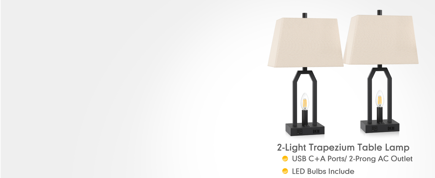 2 light nightstand table lamp