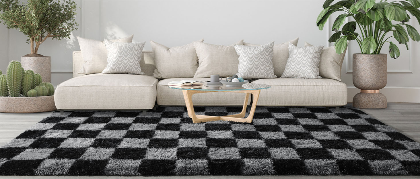 checkered rug