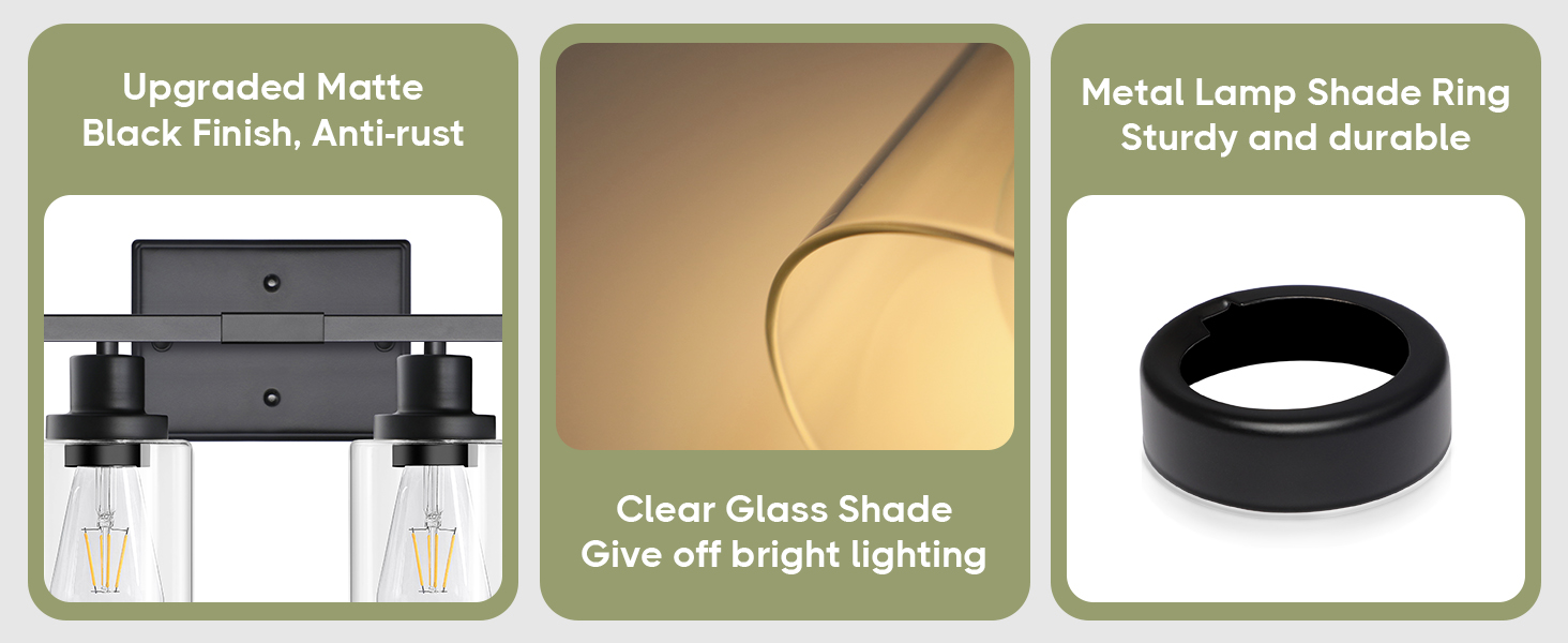 Our mirror vanity light fixture features an ultra-clear, thick glass shade.