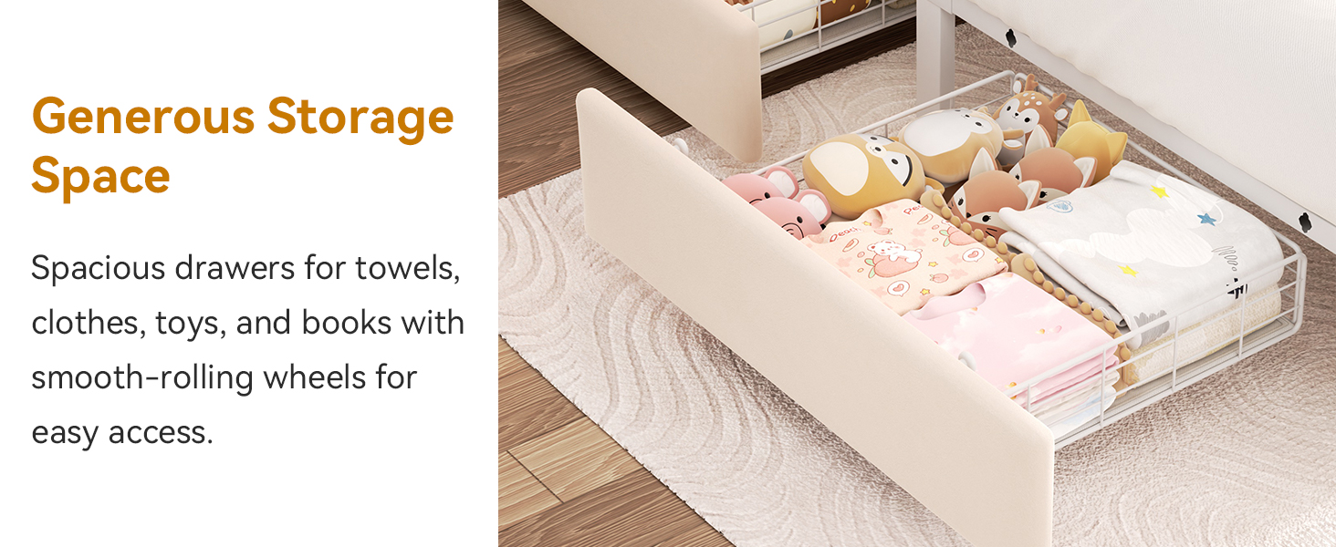 Bed Frame with Storage Drawer