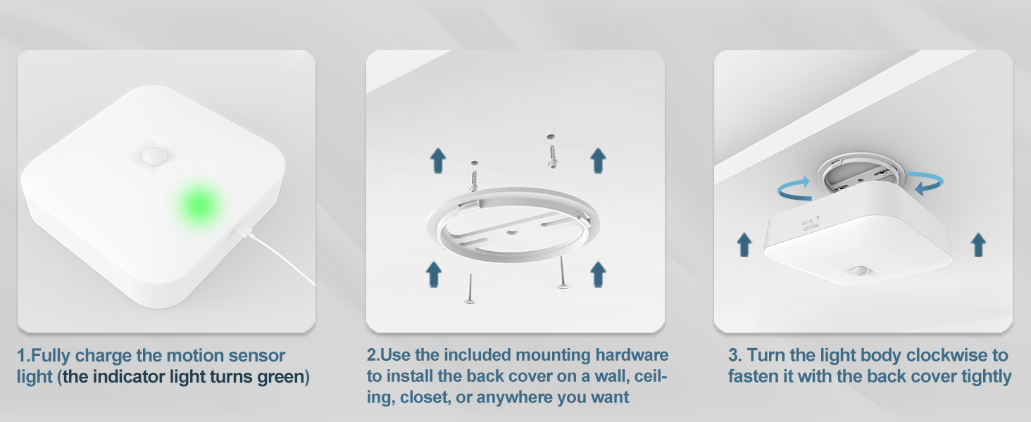 Shower Lights for Inside Shower Without Wiring, Battery Operated Motion Sensor Light for Closet