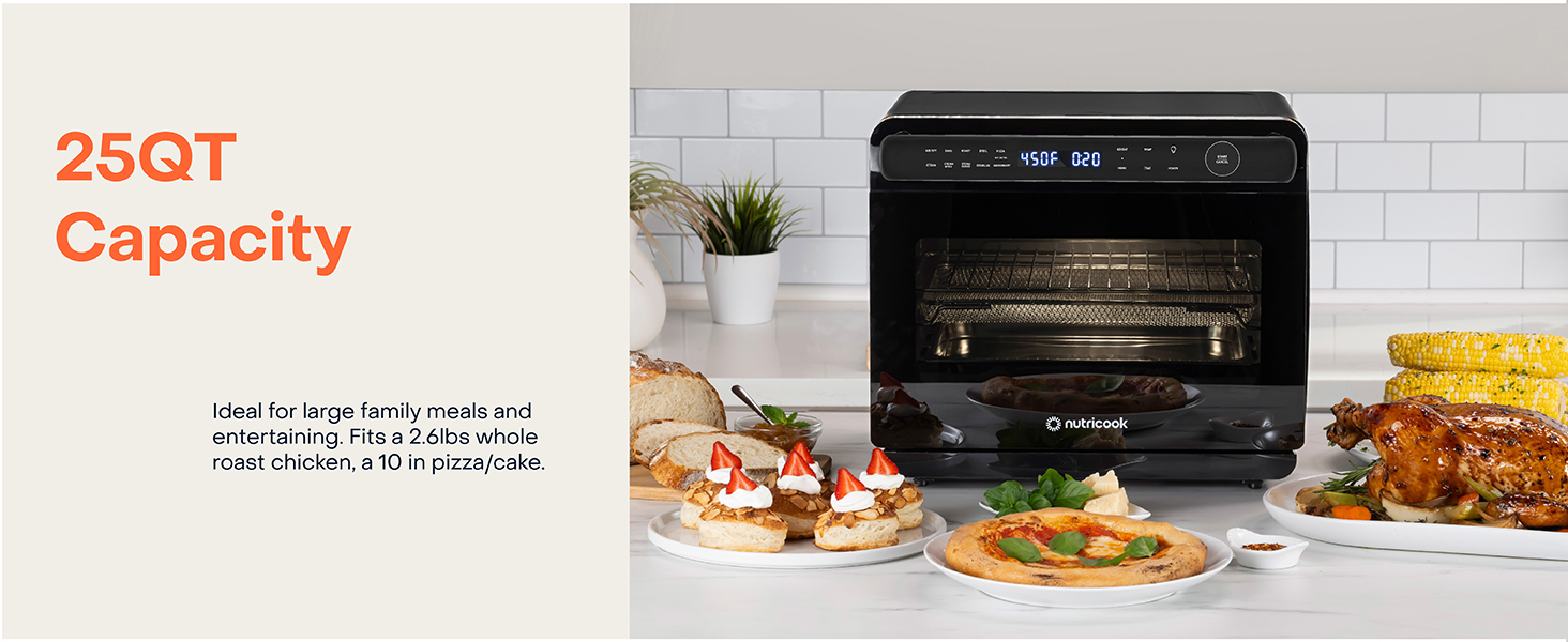 Convection Air Fryer, Countertop Oven for Baking, Roast, Steam, Dehydrate, Pizza
