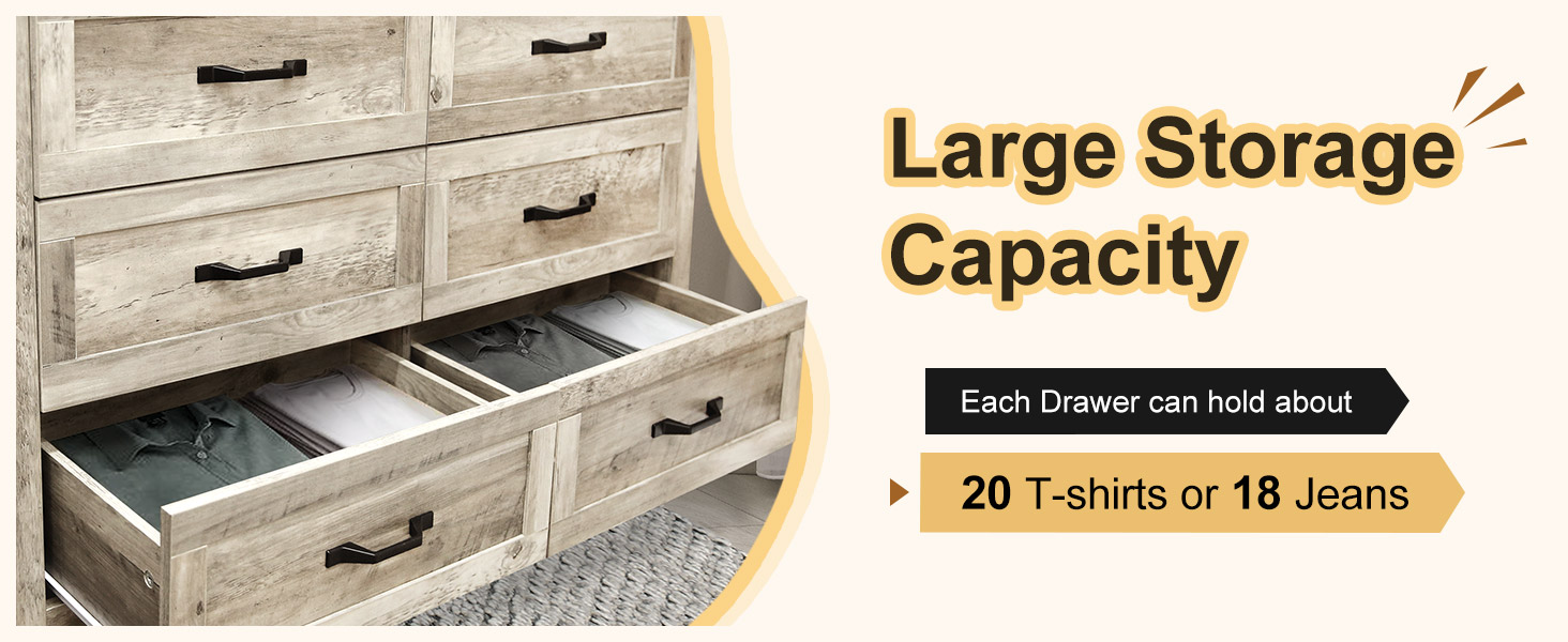 Farmhouse 6 Drawer Dresser TV Stand
