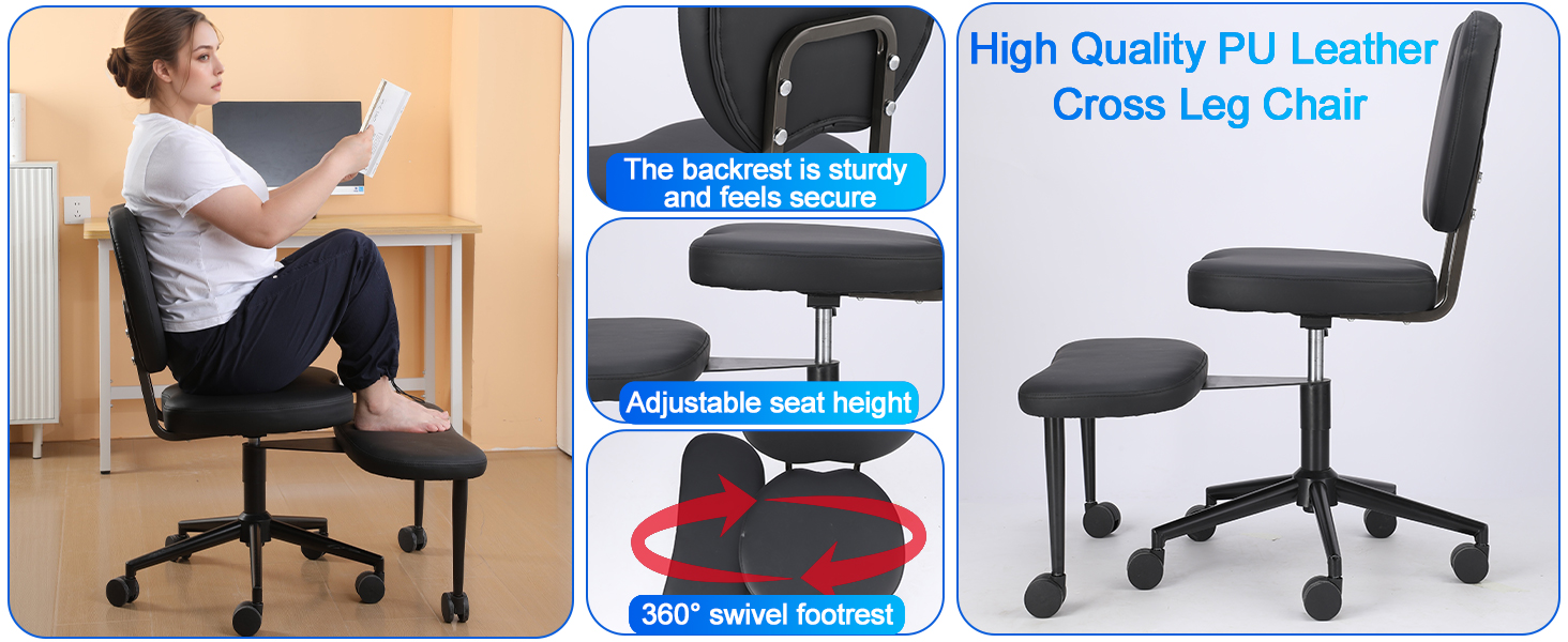 Cross Legged Office Chair with Wheels