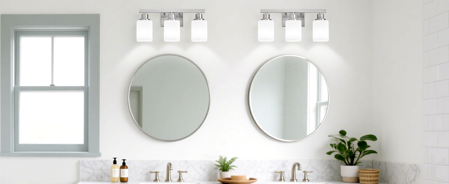 brushed nickel 3-light bathroom light fixtures vanity lights bathroom lighting over mirror square