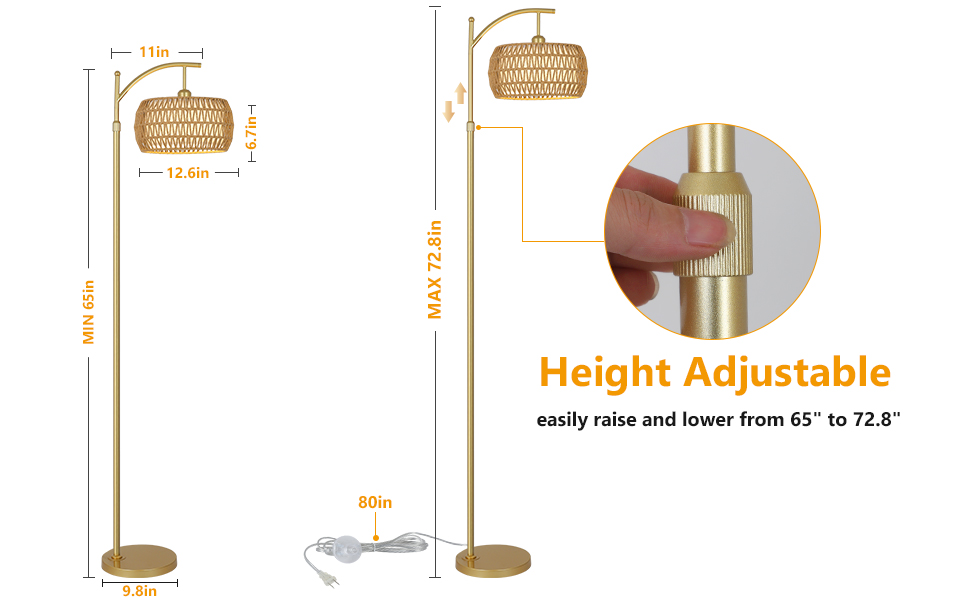 Height adjusable tall floor lamp industrial floor lamp dimmable floor lamp bright floor lamp
