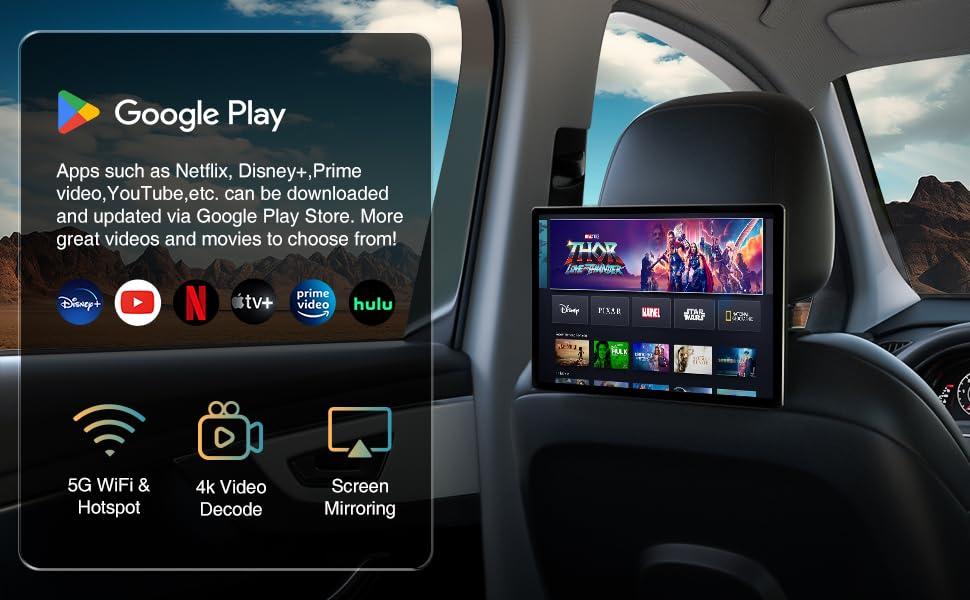 Apps can be downloaded and updated from the Google Play Store.