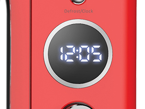 Closeup of LED display screen on Total Chef retro microwave