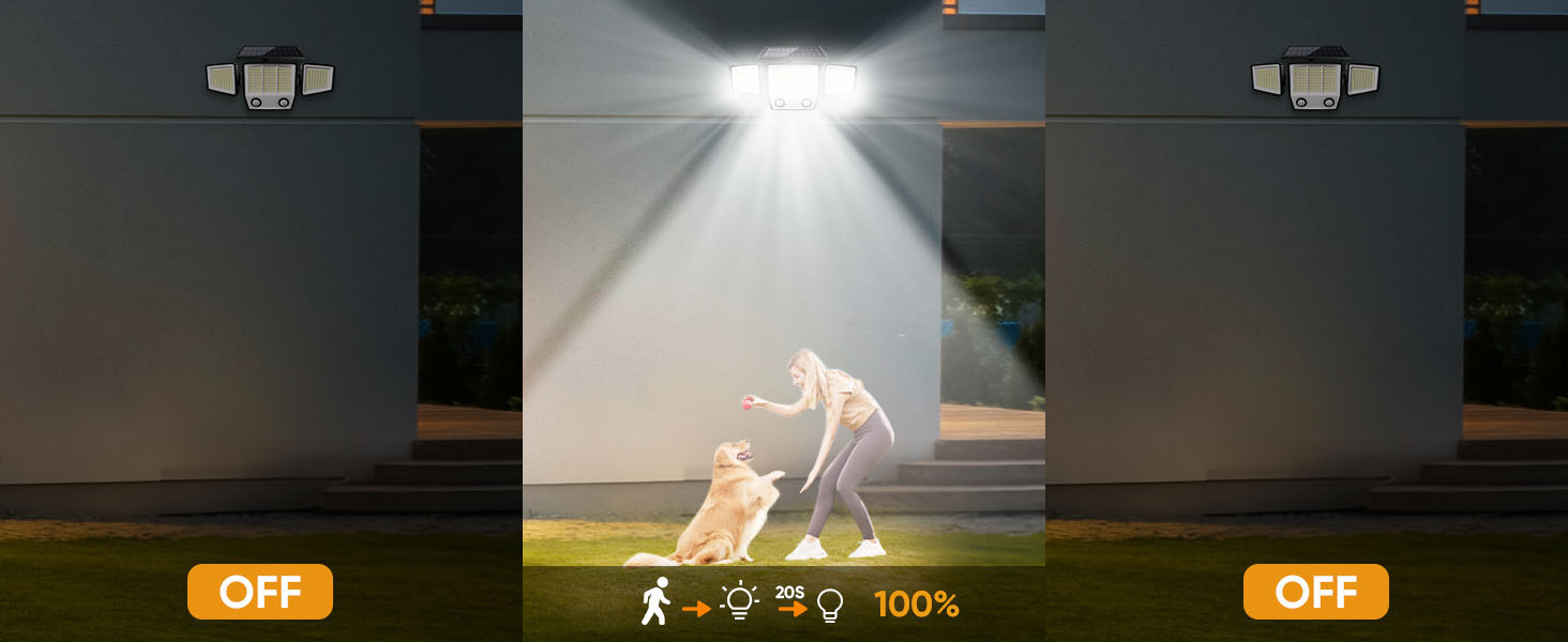 Solar Motion Lights Outdoor Waterproof - Solar Flood Wall Light for Garden Yard Pat