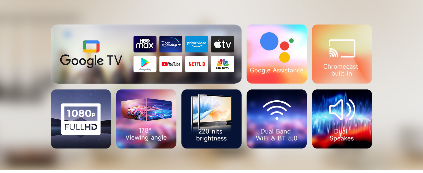 small smart tv Google 1080P FHD Google Assistant Netflix Yutube WiFi Bluetooth 