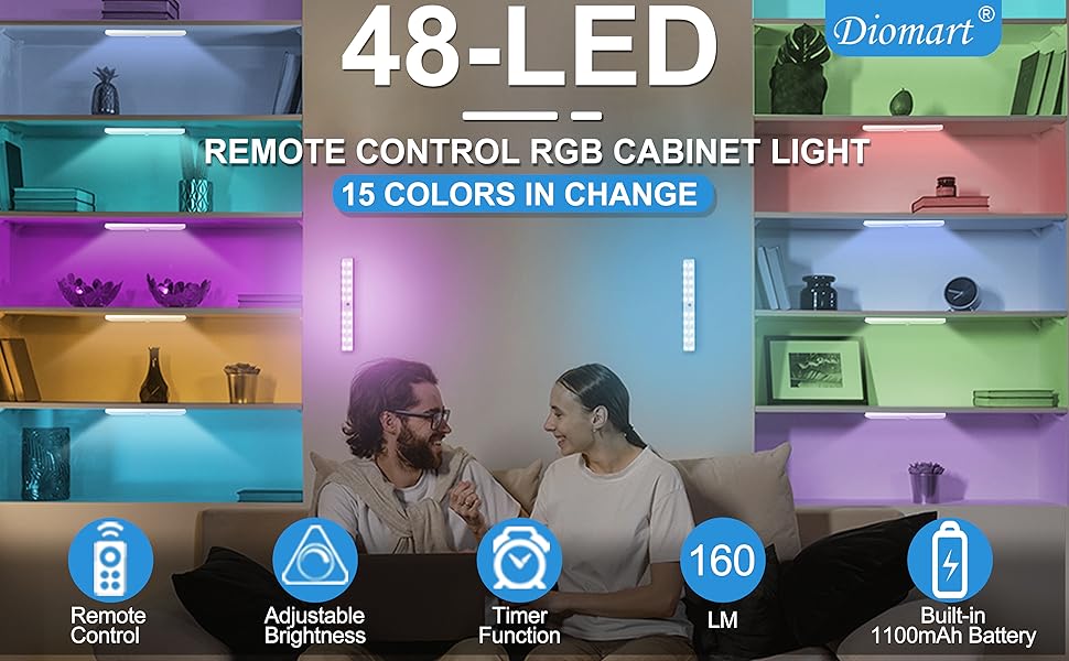 RGB LED Under Cabinet lighting 6 Pack