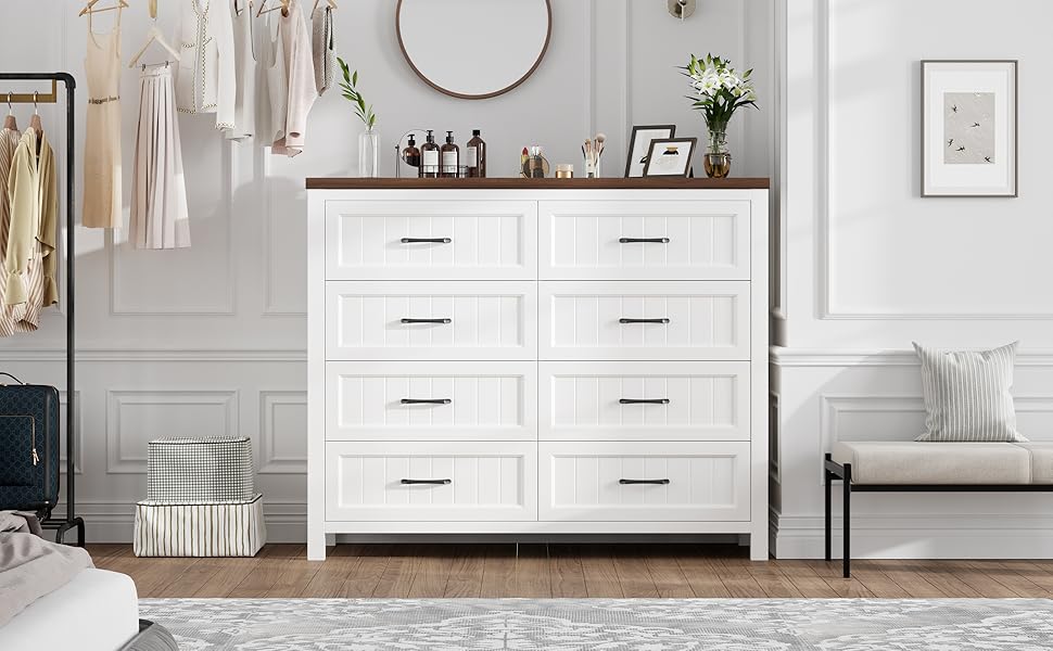 Jocoevol 8 Drawer Dresser for Bedroom, Modern Dresser with Deep Drawers, Large White Dresser
