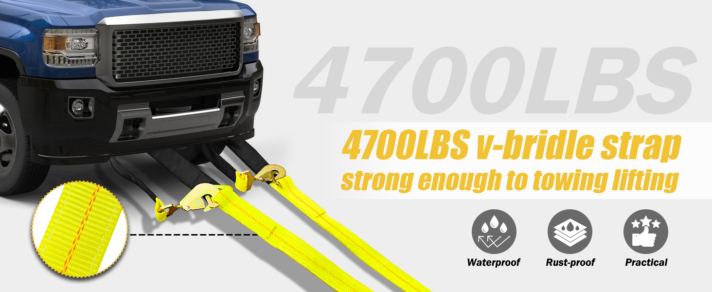 Axle Tie Down Straps with Snap Hooks Cordura Sleeve and Axle Straps