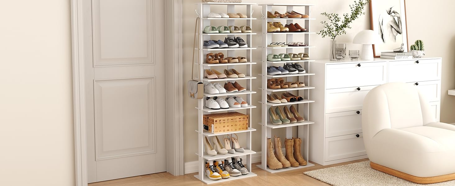 Double Rows 10 Tiers Shoe Rack