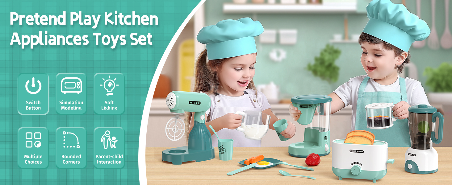 Pretend play kitchen appliances toys set